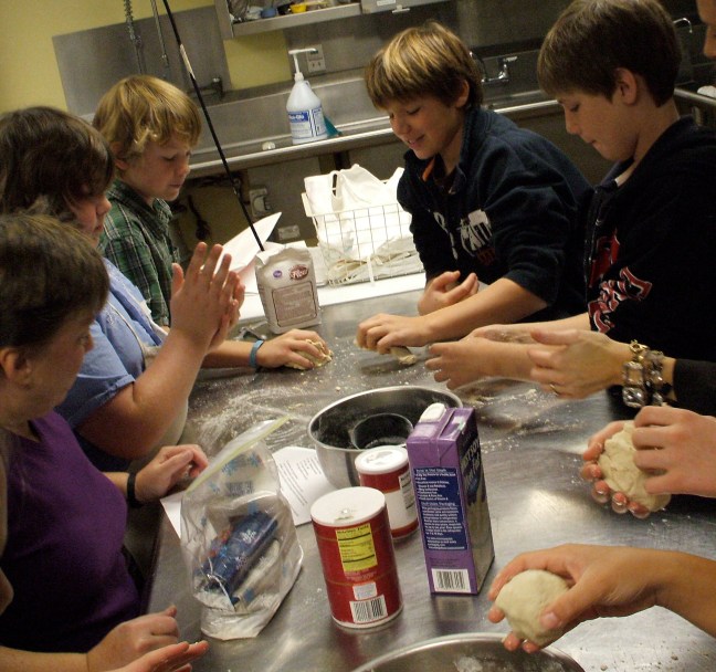 A cooking workshop in progress