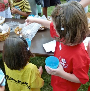 One child helps another