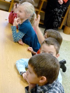 2nd graders wait for the questions to be asked