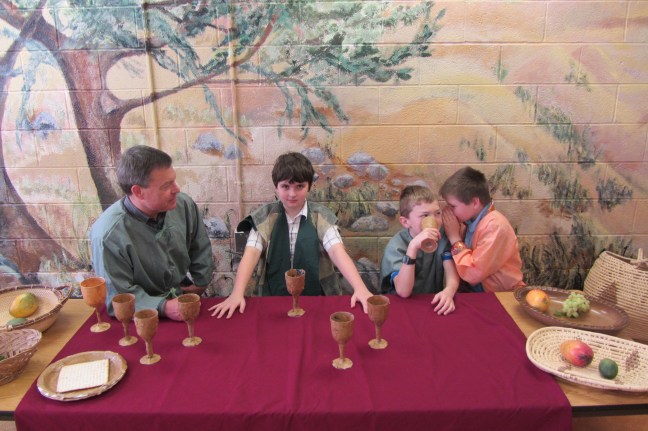 The 4th graders re-enact Leonardo da Vinci’s painting, The Last Supper