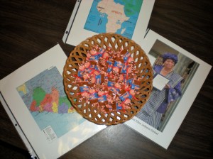 Day 2 Bible Buddies surrounded by info on Liberia