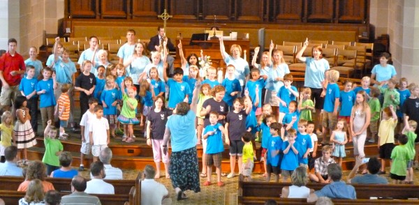 Kids sing songs from VBC in church