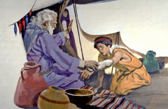 Jacob tricks his father into giving him the blessing