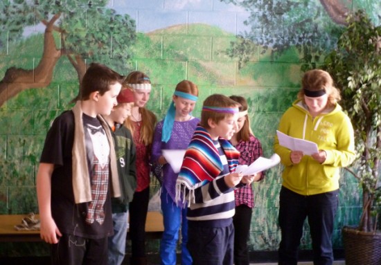 5th & 6th graders put on a skit