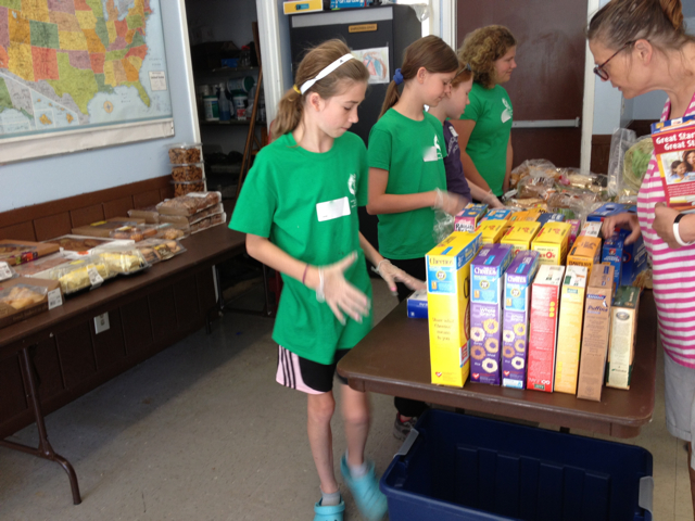 Helping to distribute food