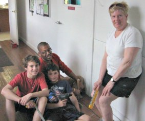 Painting & beadboard installation crew