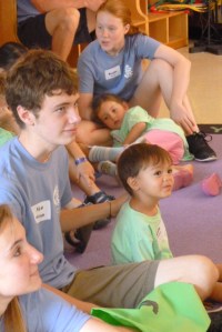 Preschoolers hear the story in Bible Adventures